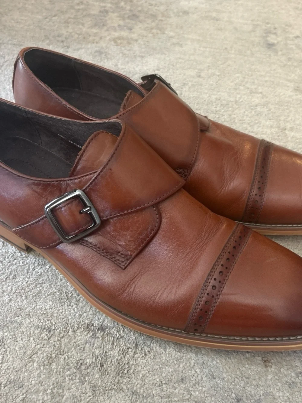 Stacy Adams Brown Leather Monk Strap Oxfords